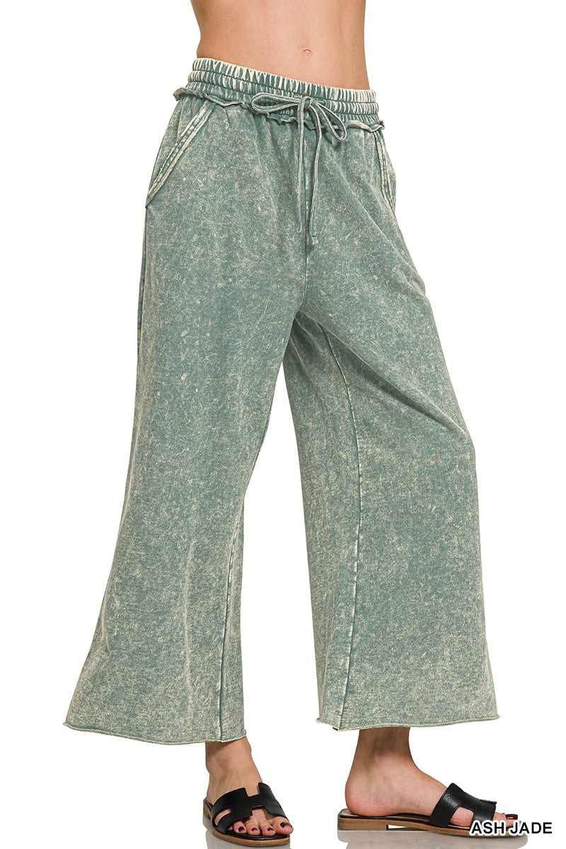Acid Wash Palazzo Pants
