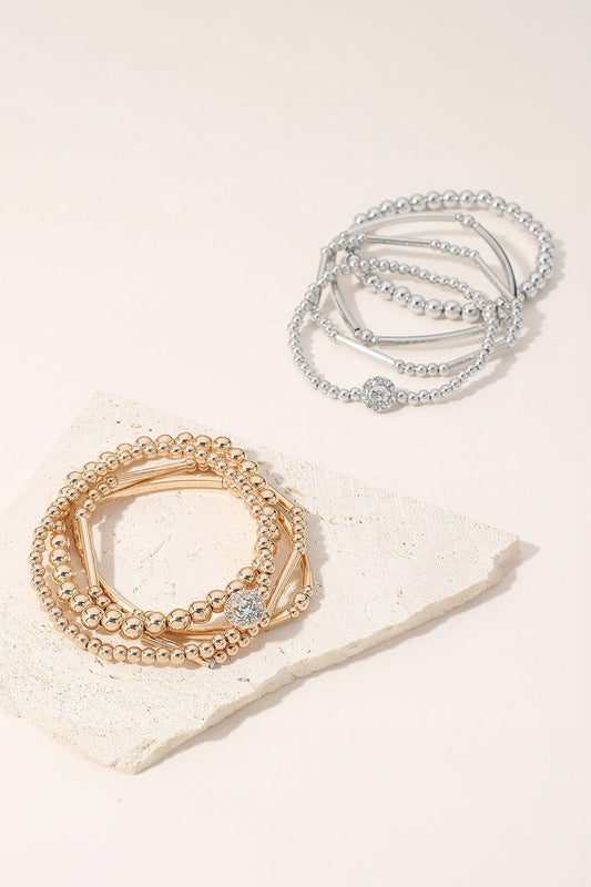CZ Beaded Stack Bracelet