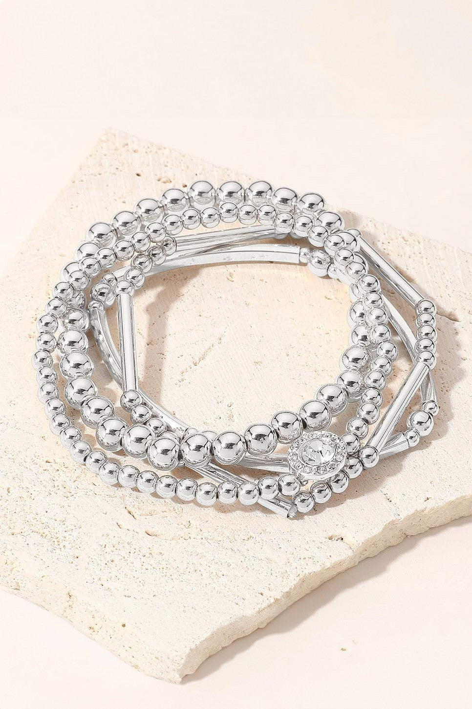 CZ Beaded Stack Bracelet