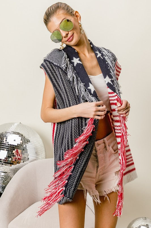 Flag Sweater Kimono