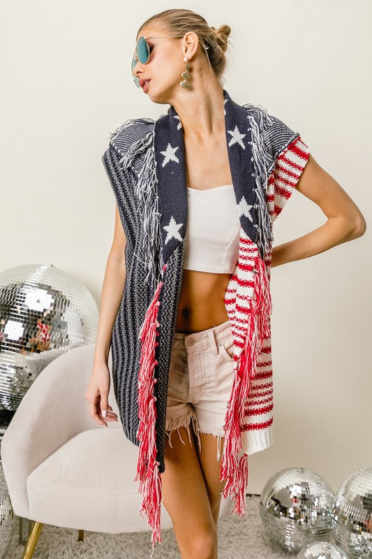 Flag Sweater Kimono