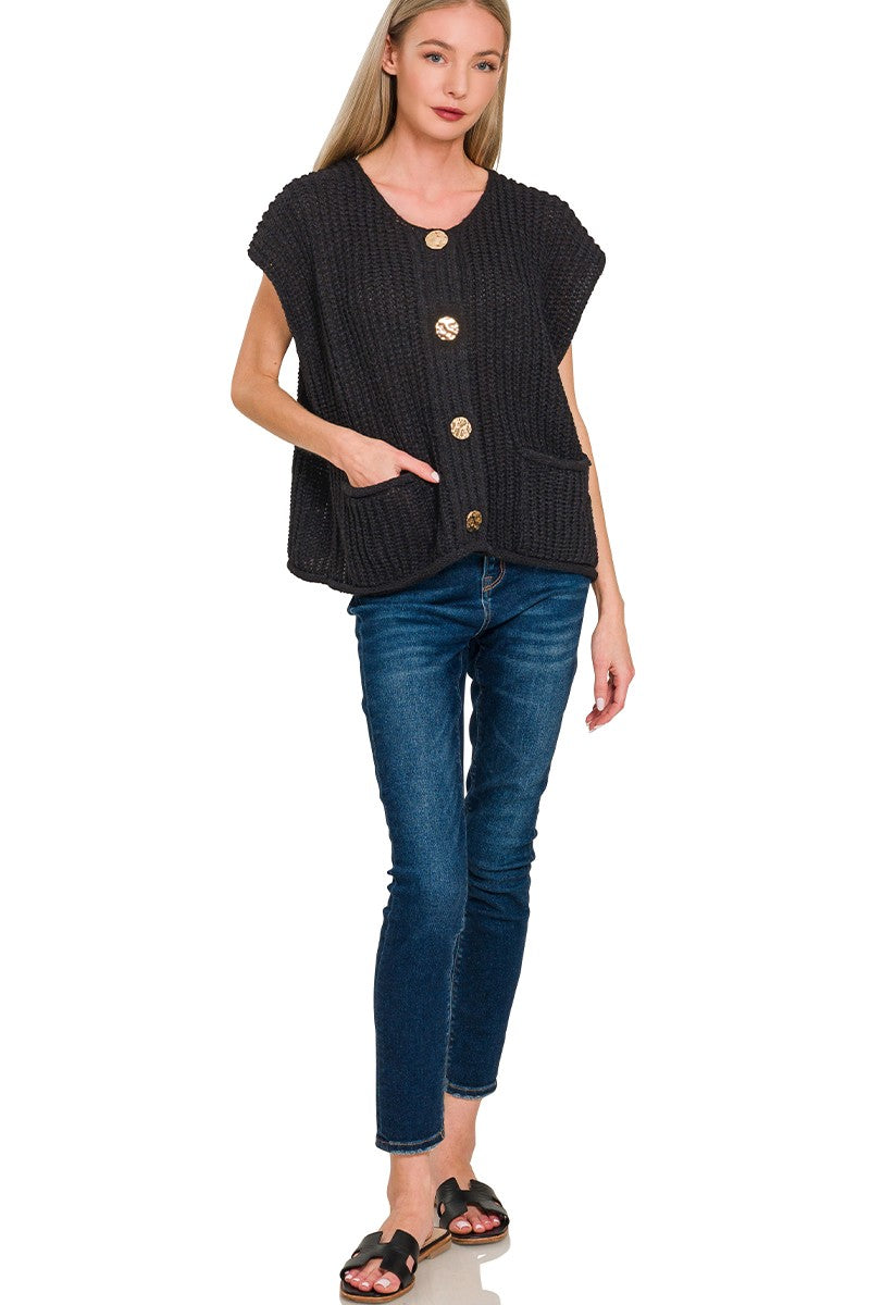 Boxy short sleeve sweater