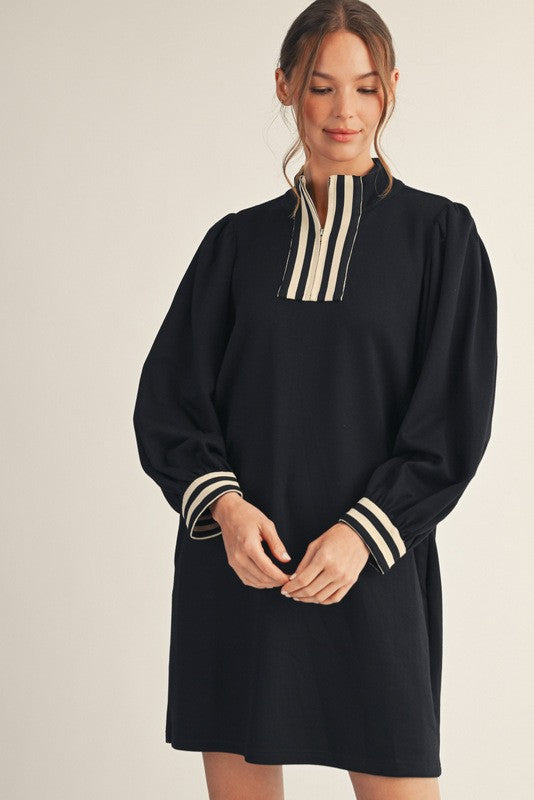 Black dress with stripe detail