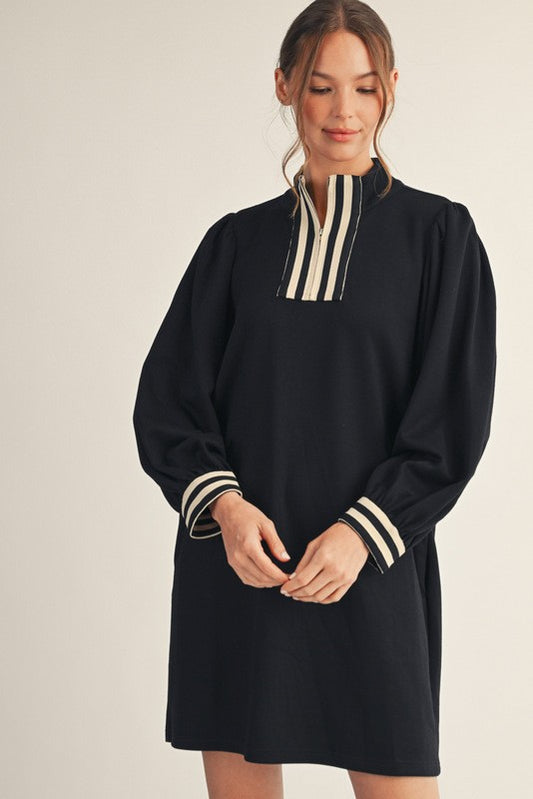 Black dress with stripe detail