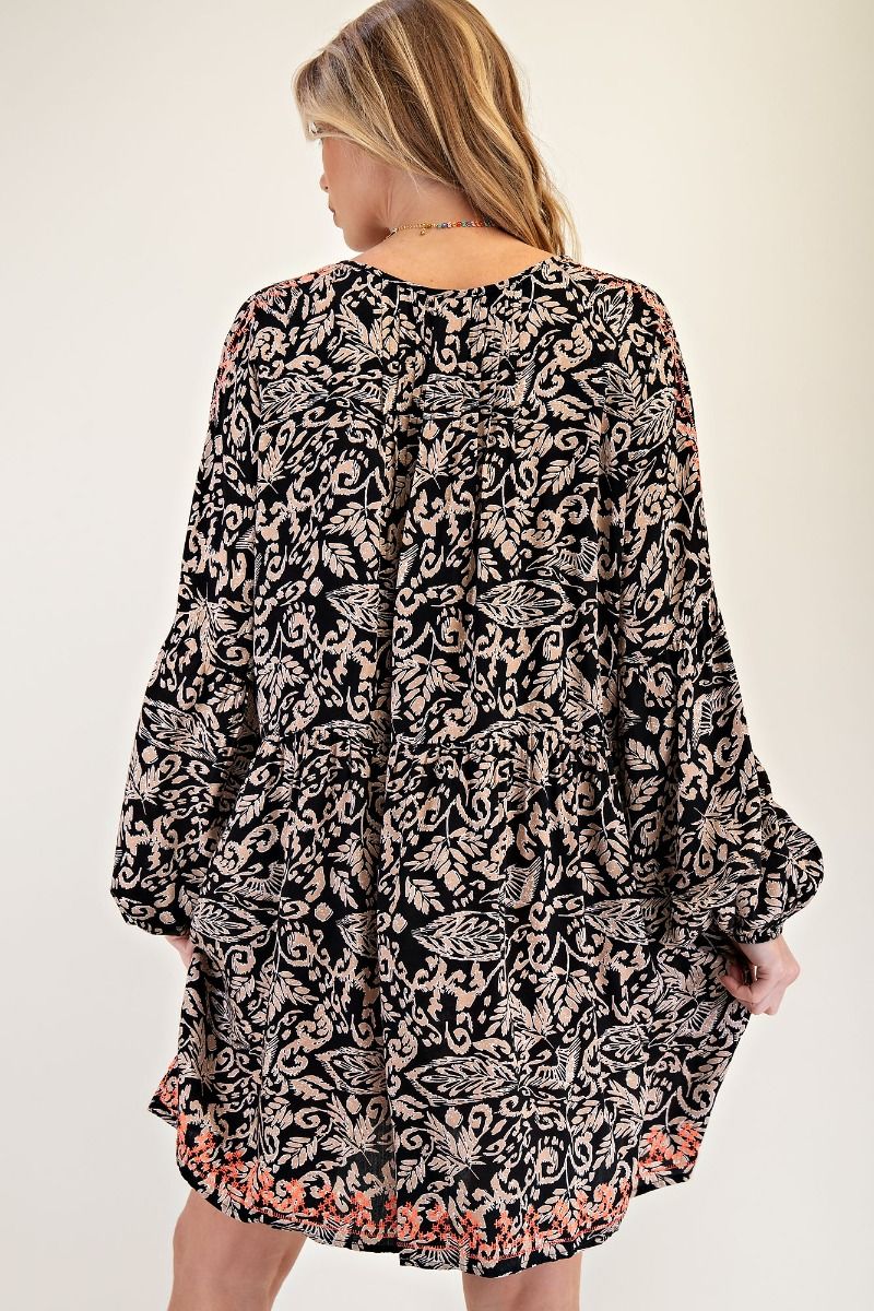 Embroidered Scroll Dress