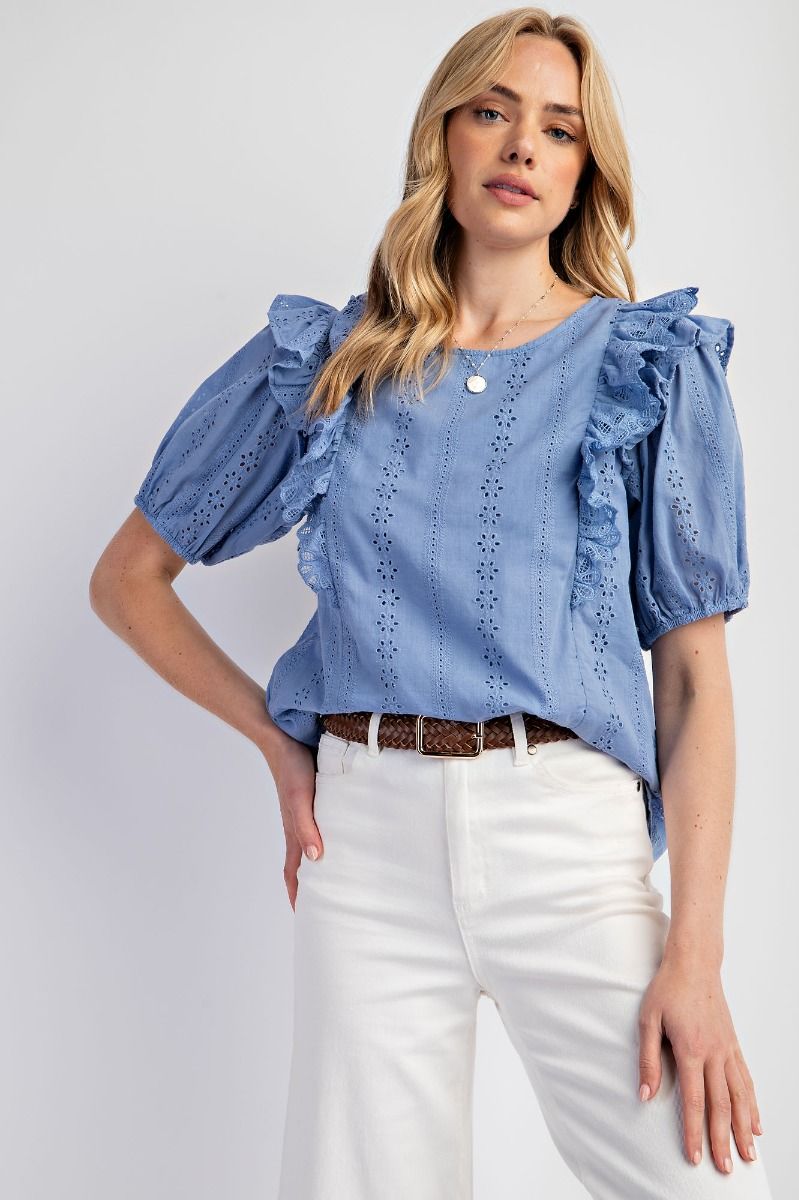 Eyelet Ruffle Top