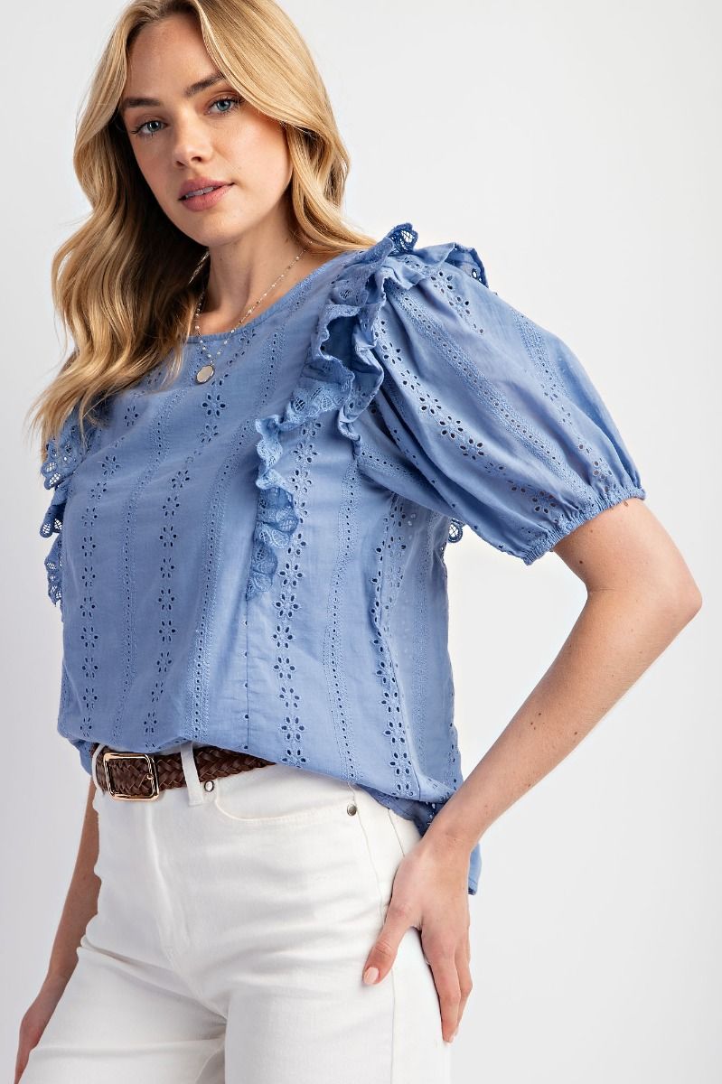 Eyelet Ruffle Top