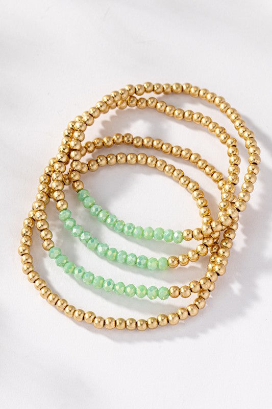 Gold and Glass Stack Bead Bracelets