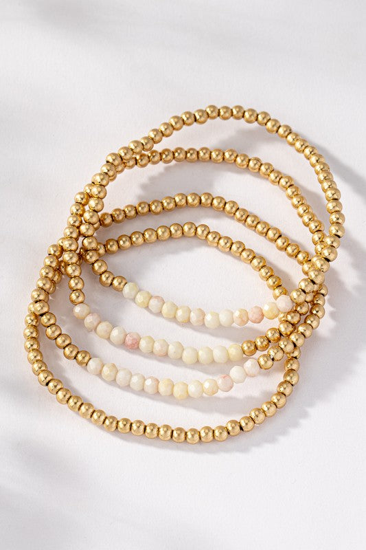 Gold and Glass Stack Bead Bracelets