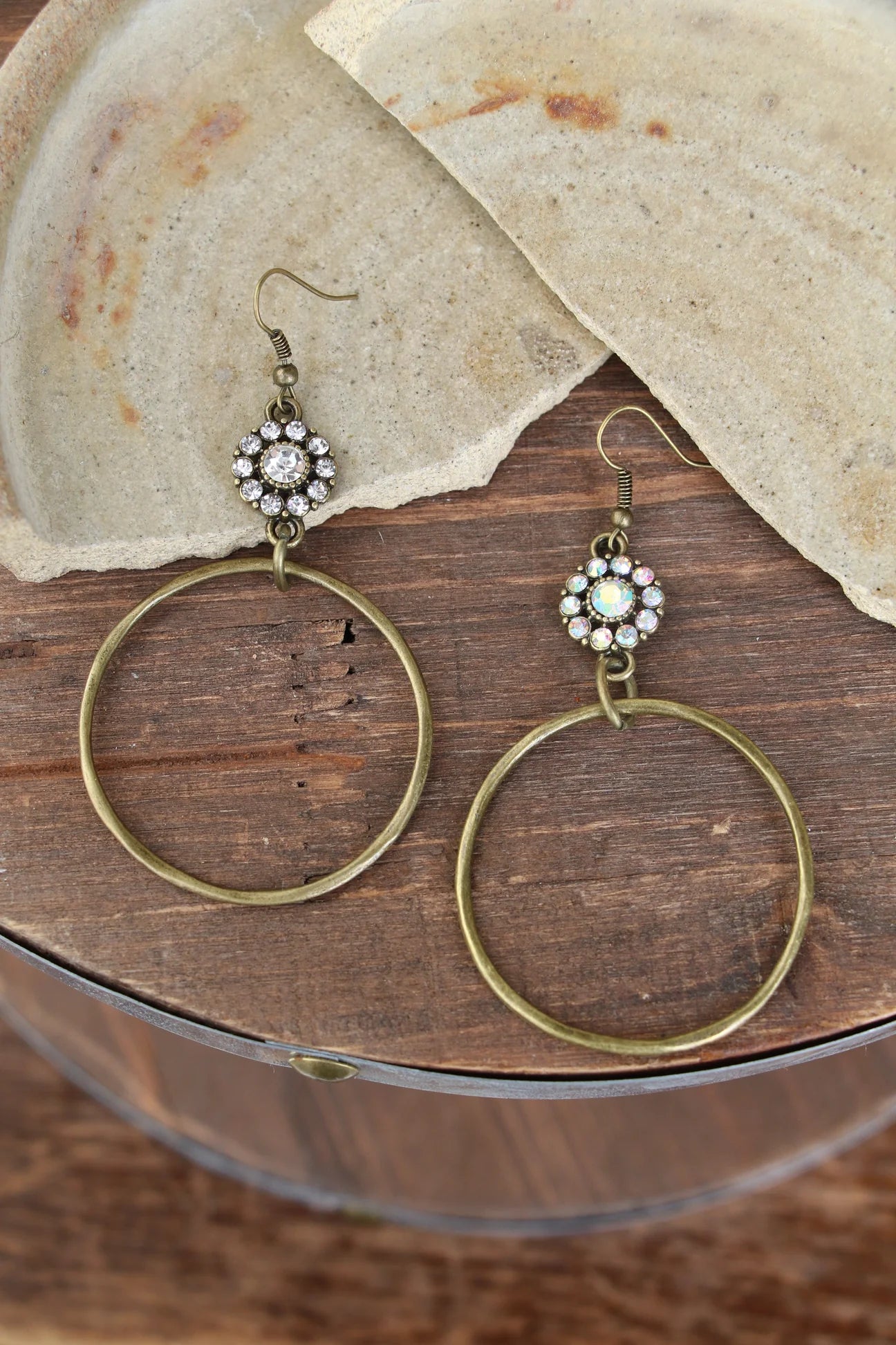 Bronze hoop with flower bling