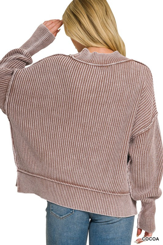 Acid Washed Ribbed Sweater