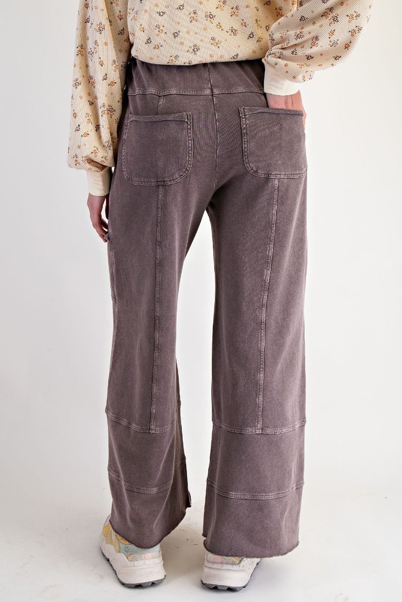 Wide Leg Cargo Mineral Washed Pants
