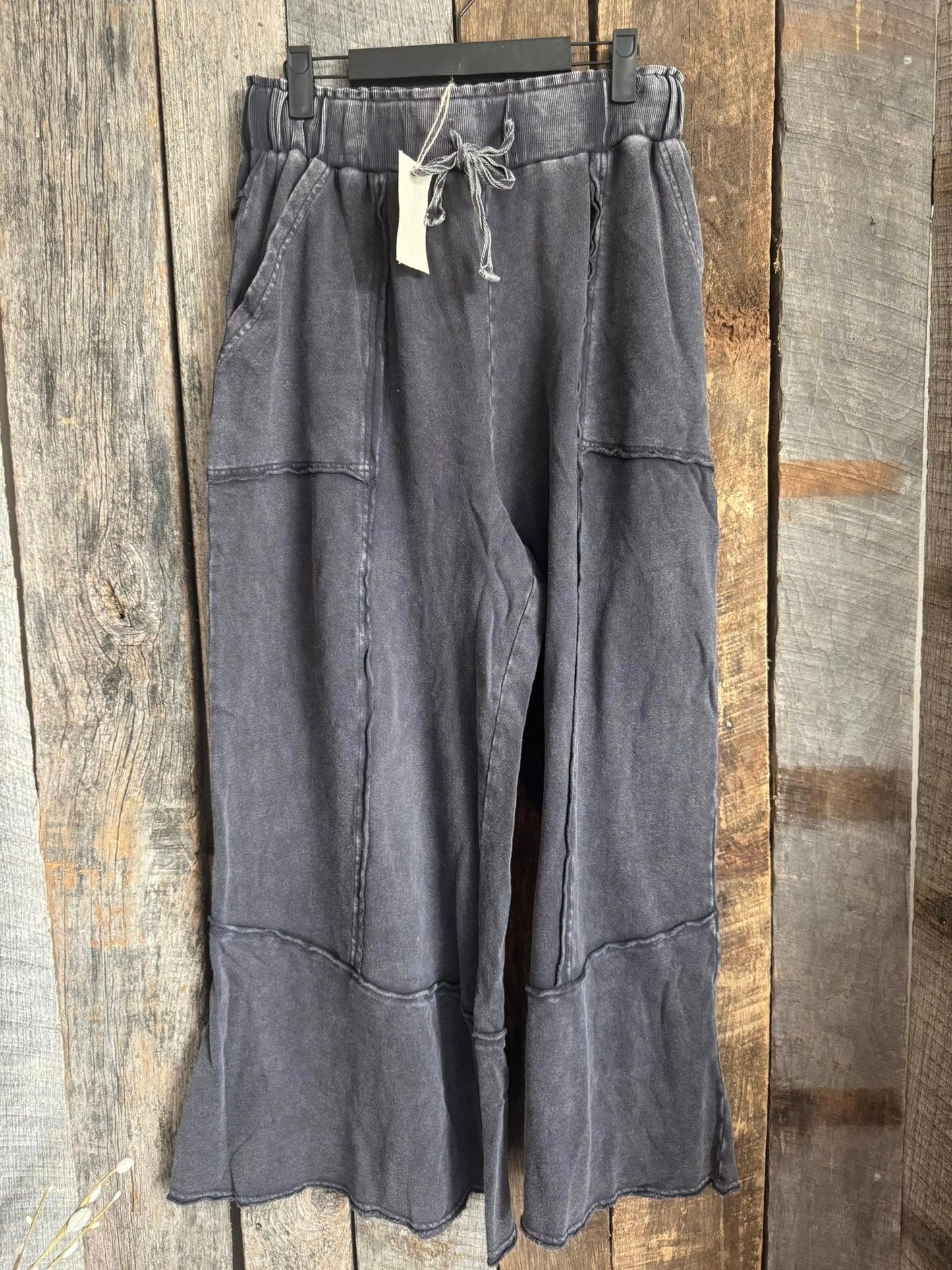 Wide Leg Cargo Mineral Washed Pants