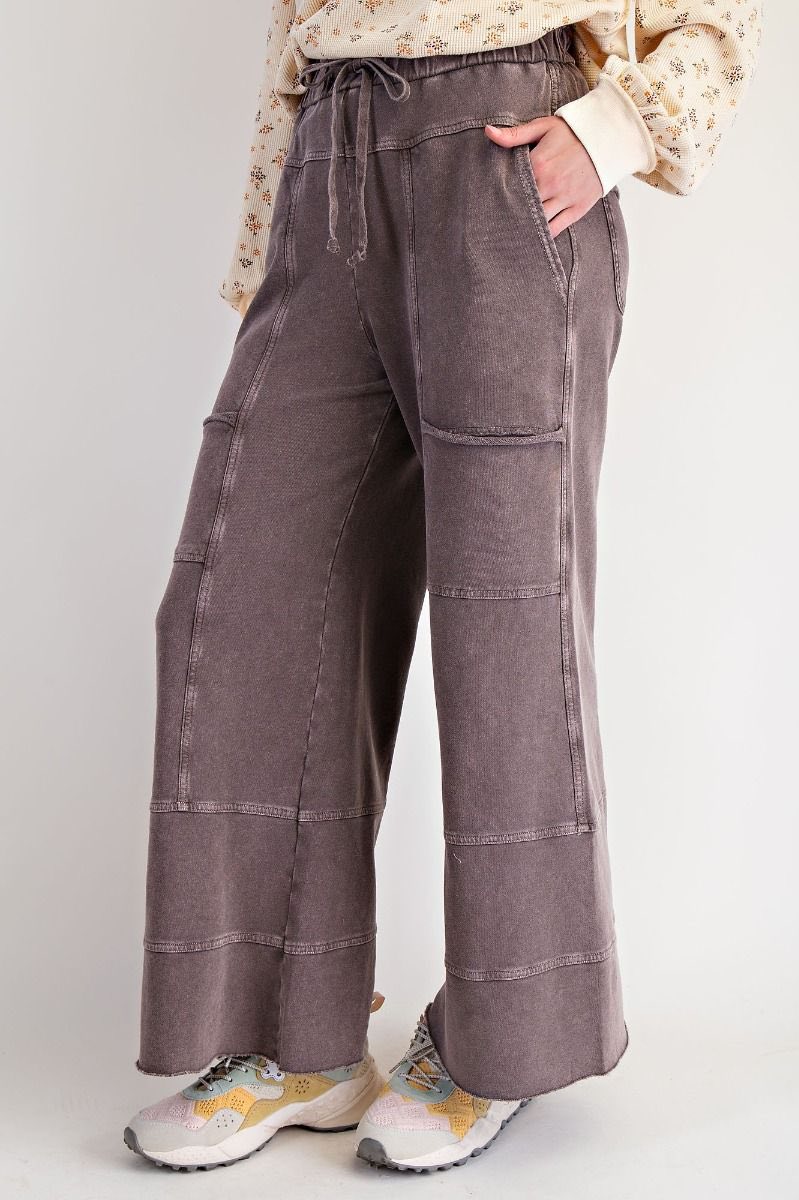 Wide Leg Cargo Mineral Washed Pants