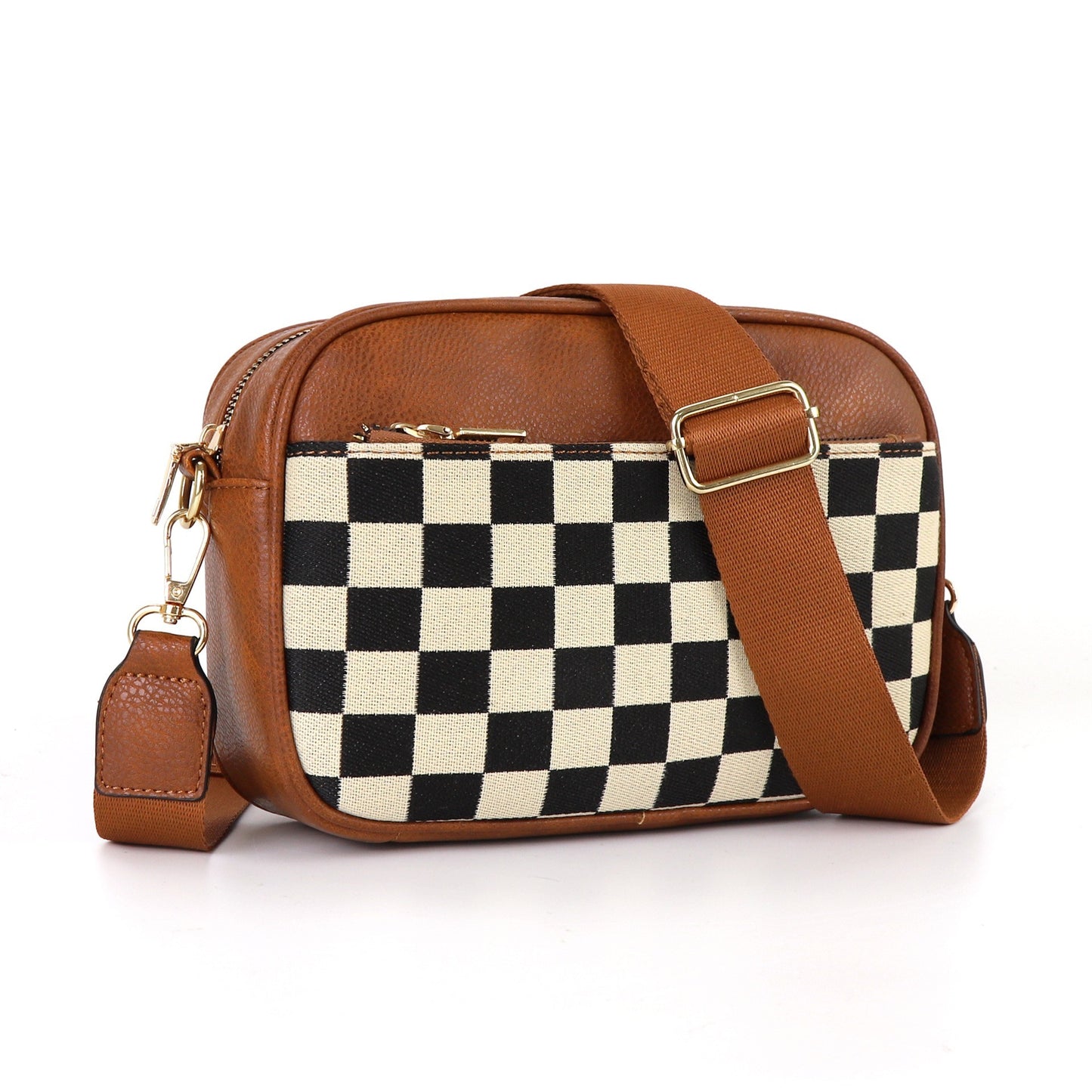 Checkered Camera Style Crossbody Bag
