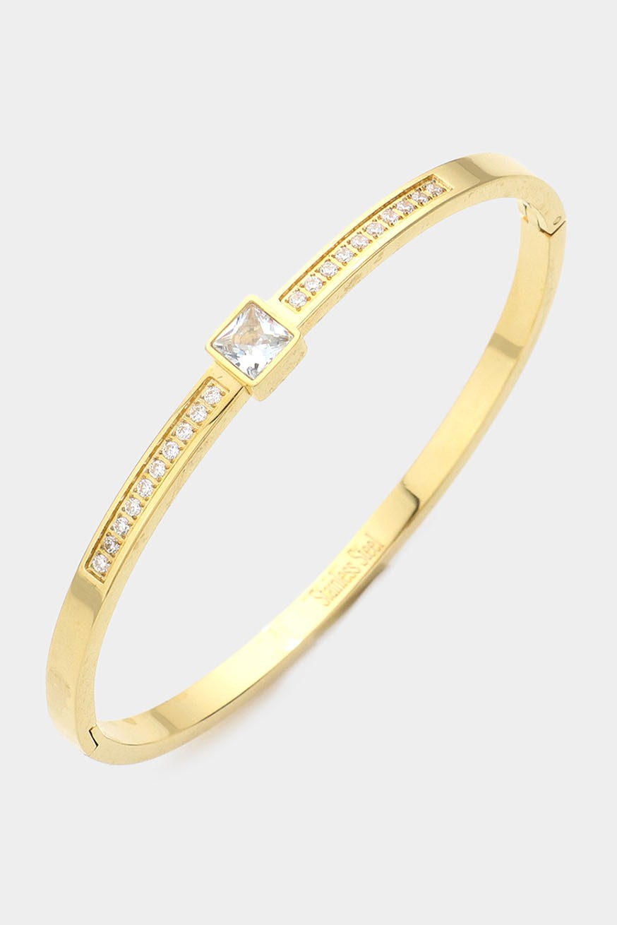 Square CZ Bangle Bracelet