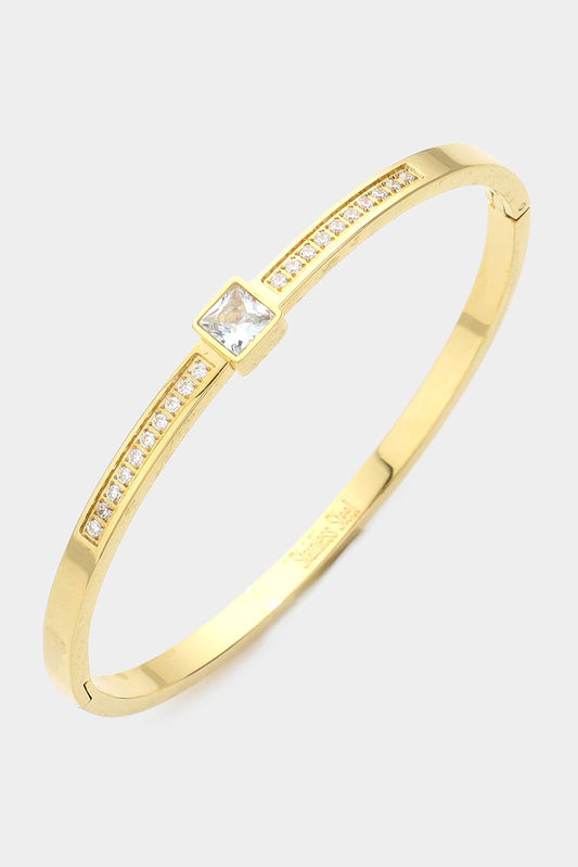 Square CZ Bangle Bracelet