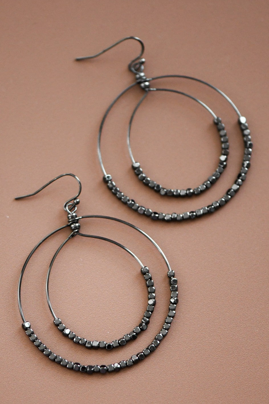 Double Circle Beaded Hoop Earring