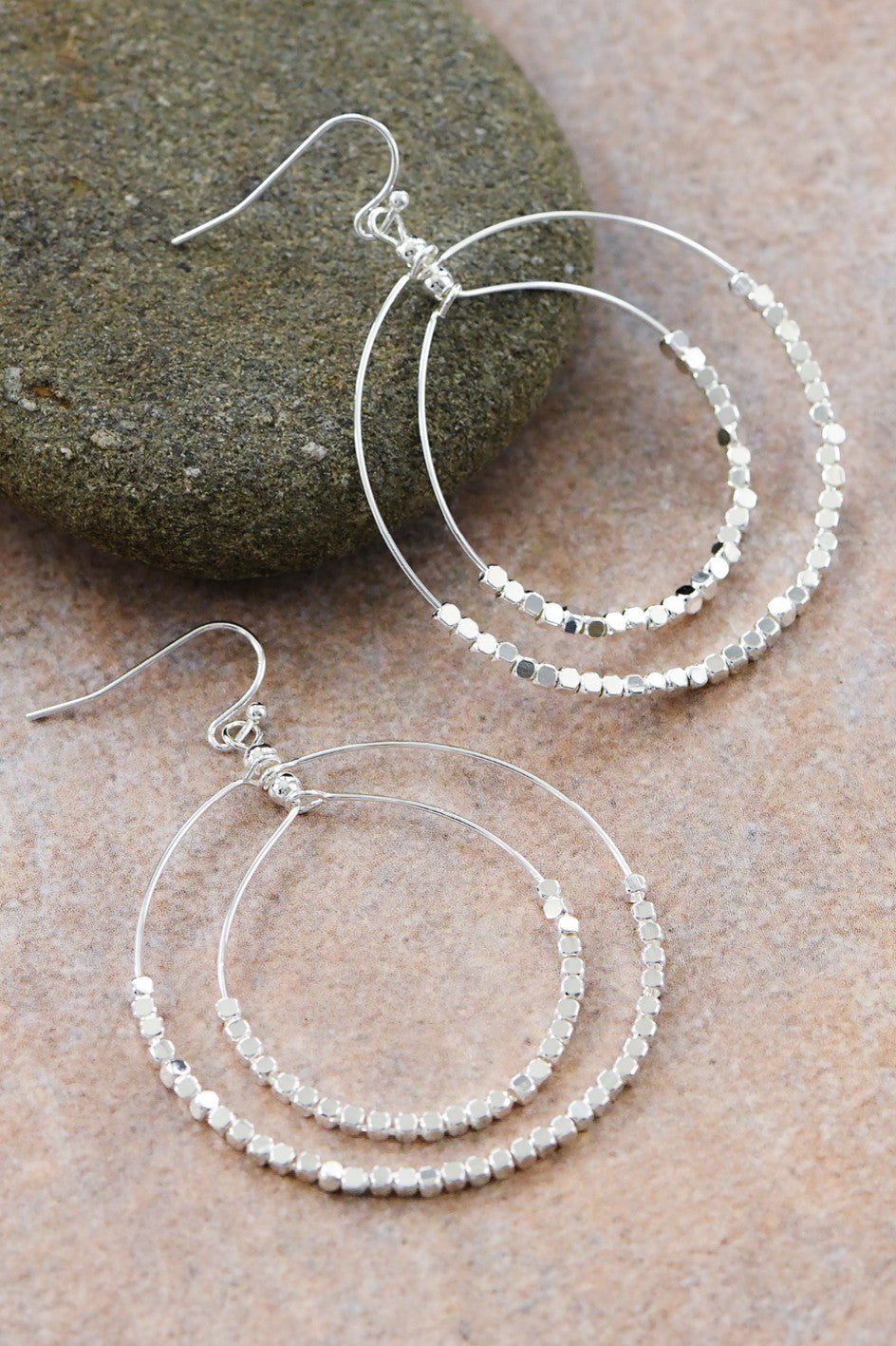 Double Circle Beaded Hoop Earring