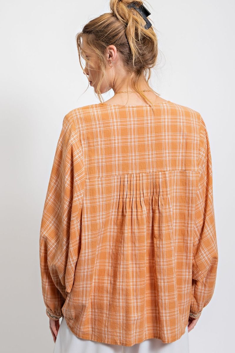 Plaid Batwin Top