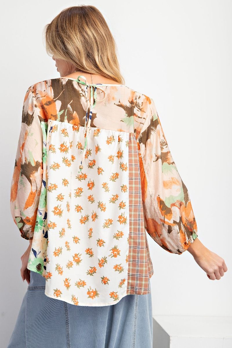 Floral Color Block Top