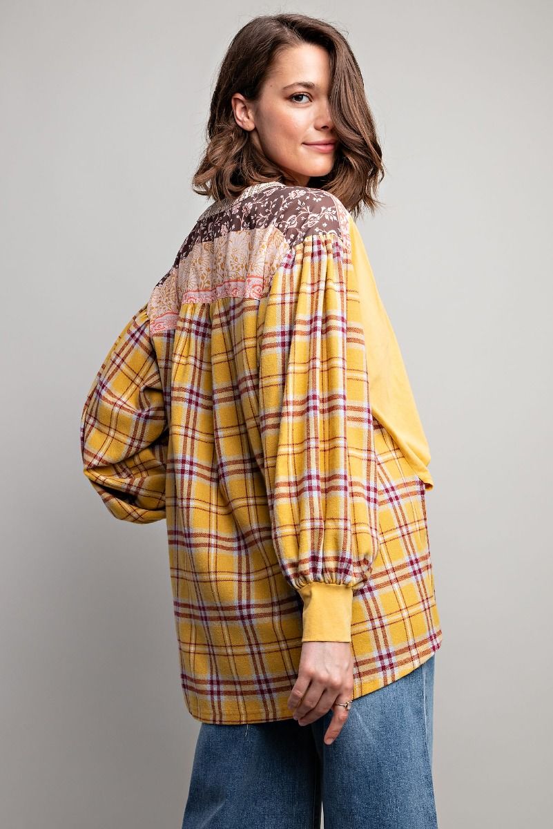 Plaid Patchwork Henley