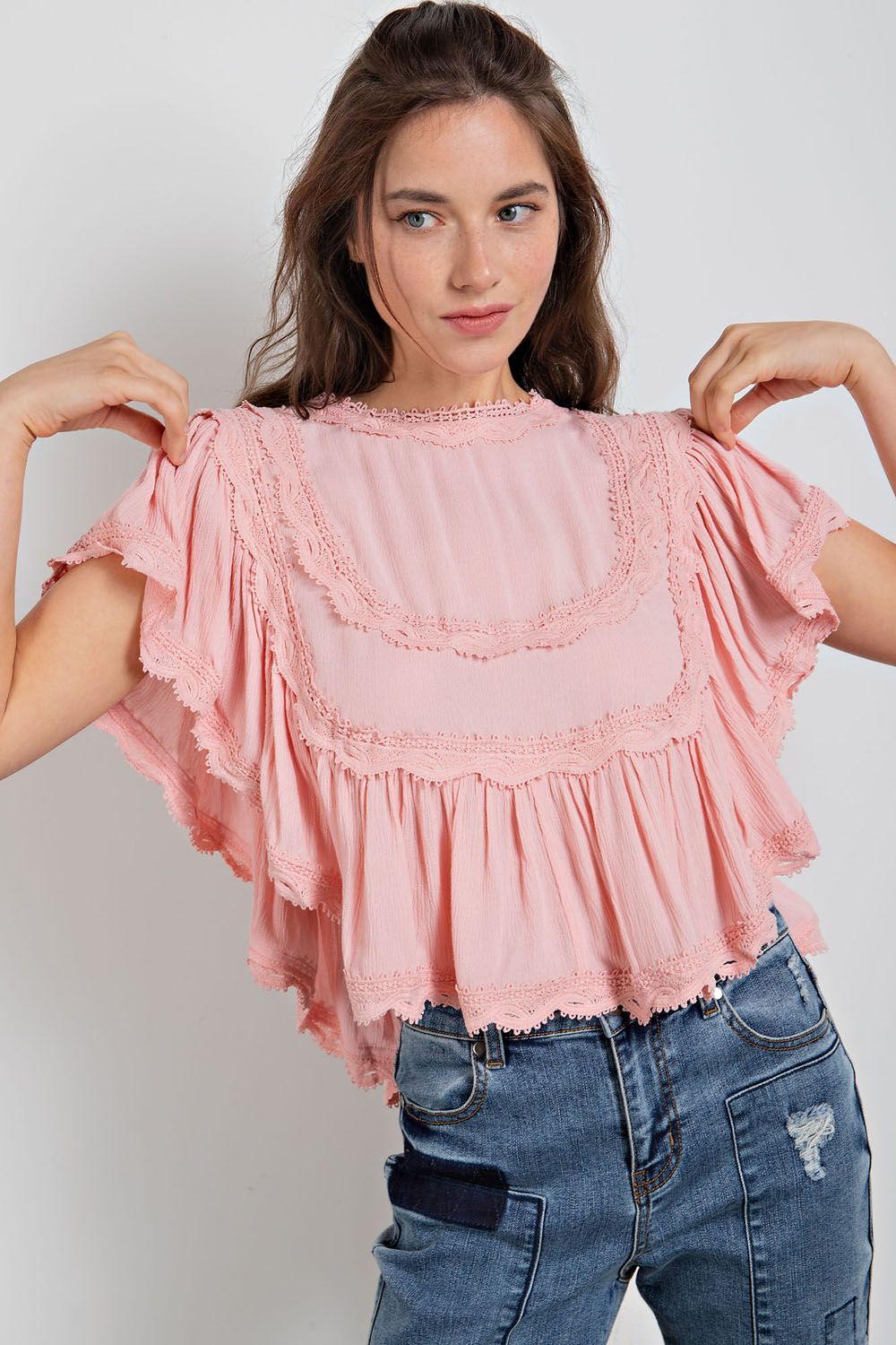 Pink Ruffled Top