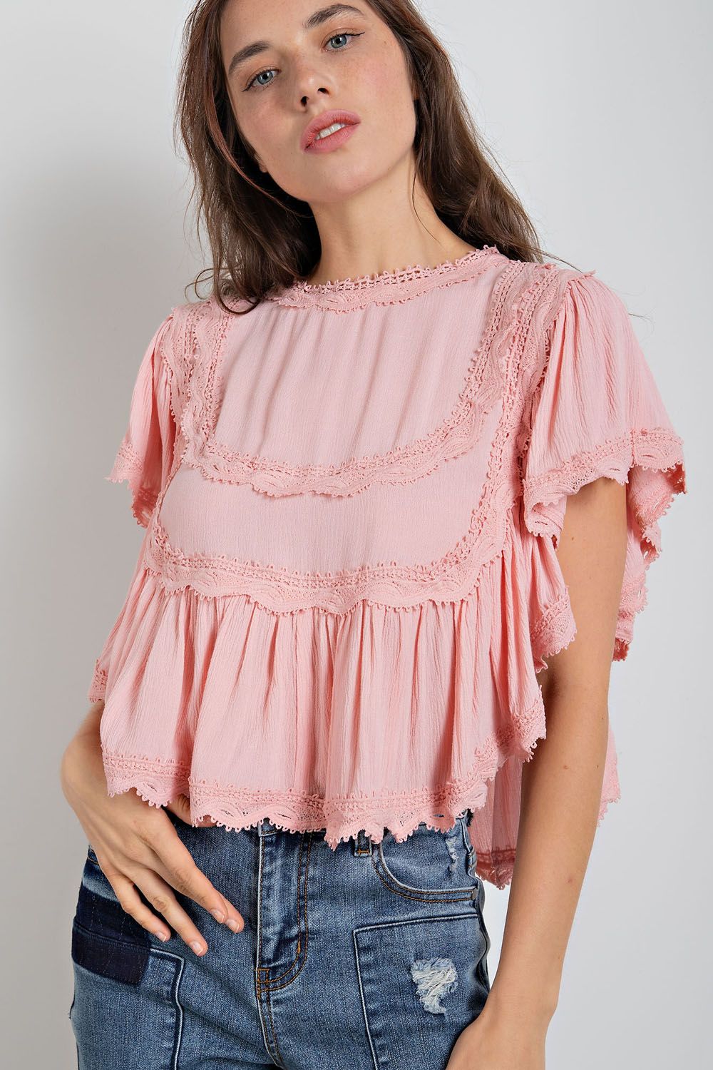 Pink Ruffled Top