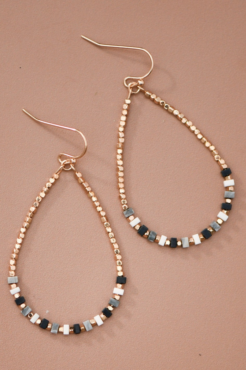 Teardrop metallic seed bead earrings
