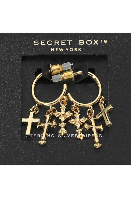 Cross Charm Hoop Earrings