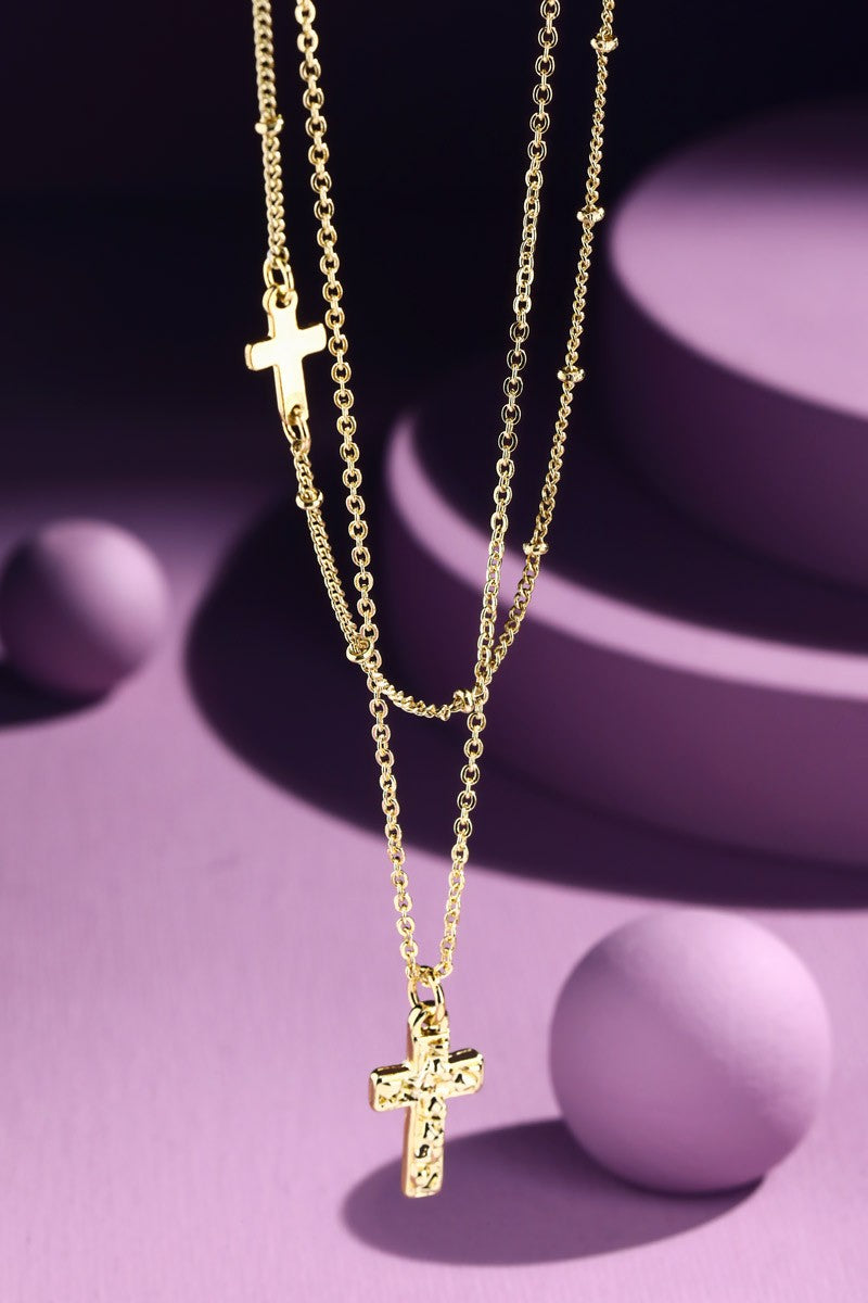 Double cross necklace