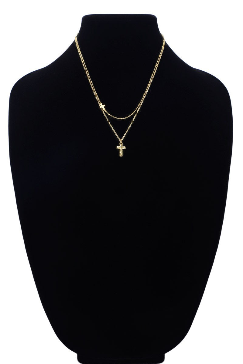 Double cross necklace