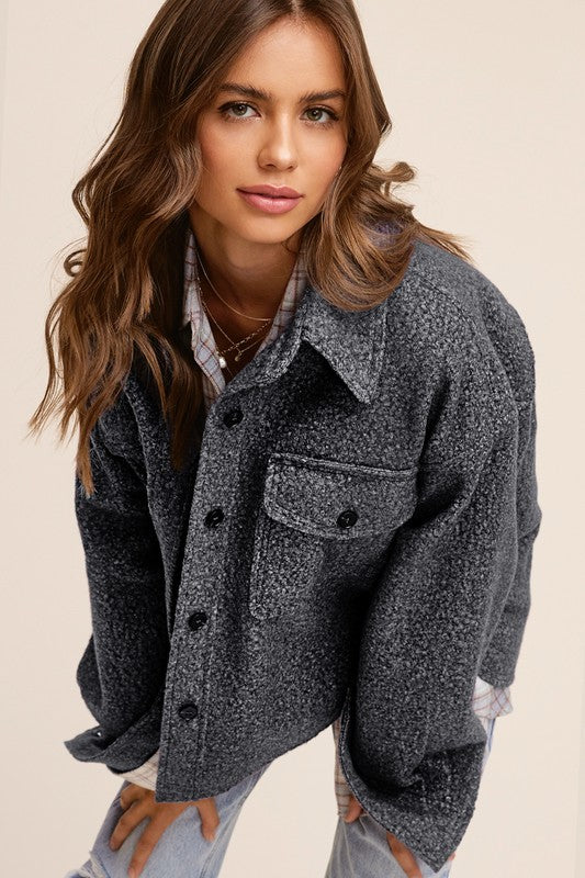 Gray Boucle Shacket