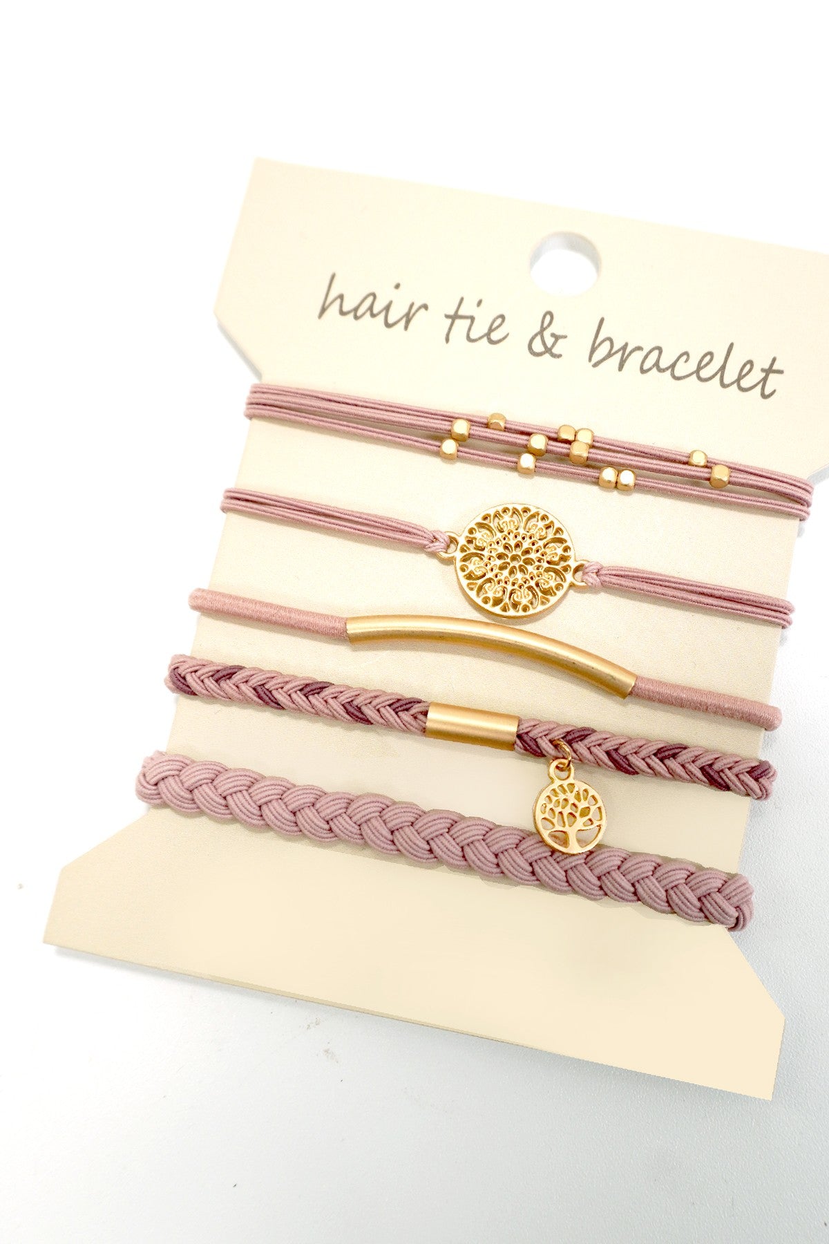 Hair Tie Bracelet Set Gold Accents
