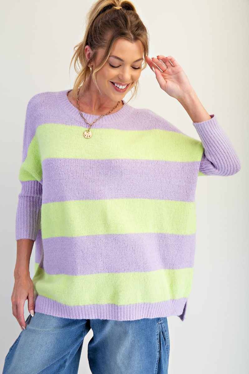 Side Slit Stripe Sweater