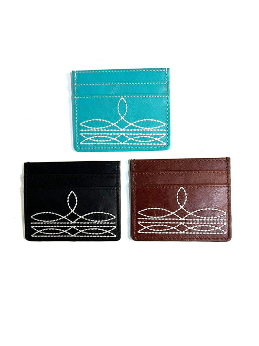 Boot Stitch Leather Card Holder