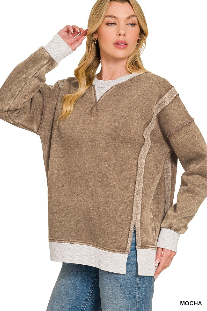 Two Tone Split Front Sweatshirt