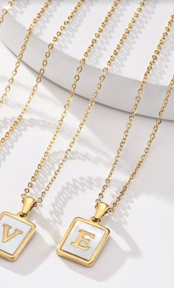 Mother of Pearl Initial Necklaces