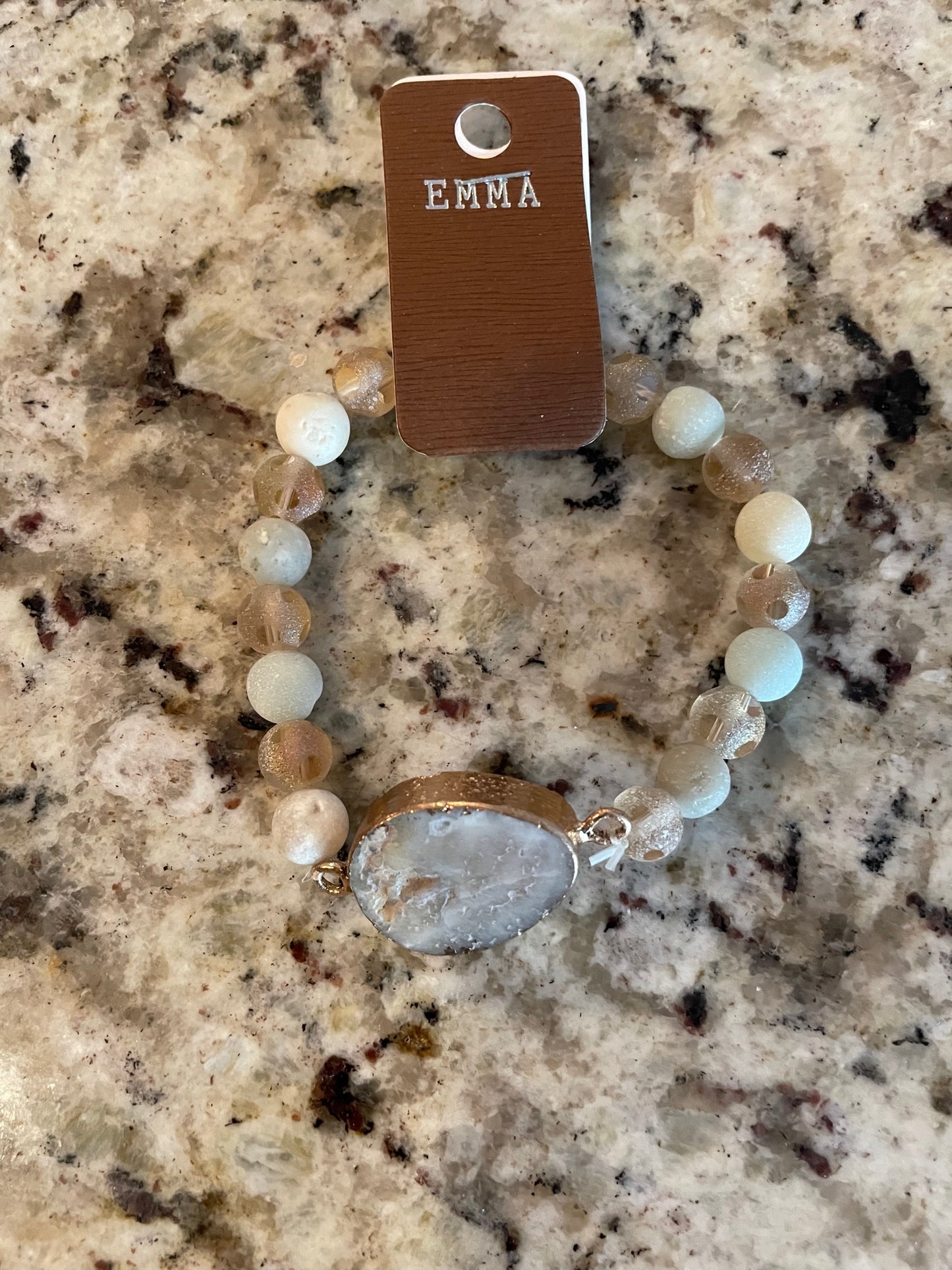 Natural stone bracelet with large center stone