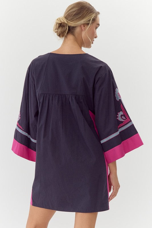 Floral Applique Boho Dress