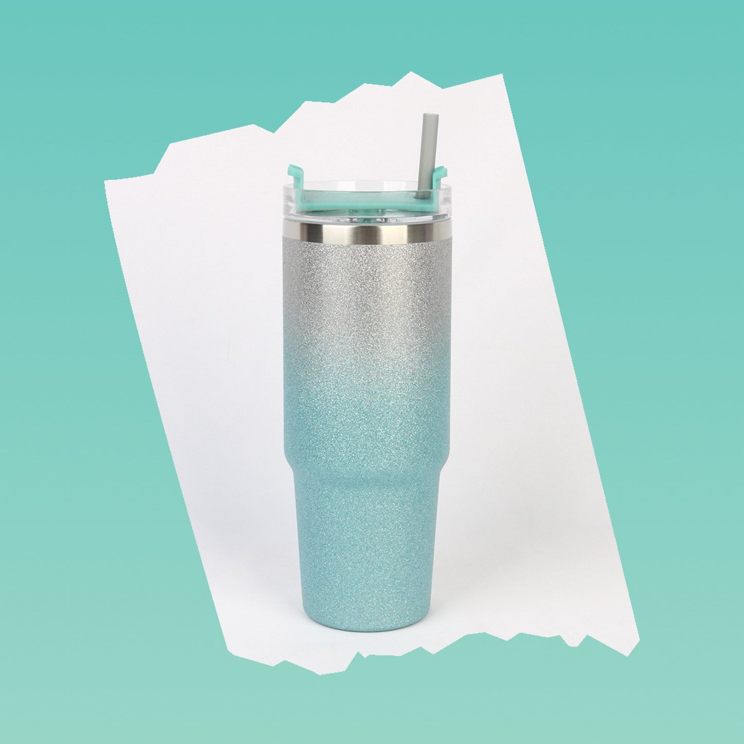 Insulated Ombre Glitter Tumbler with Straw