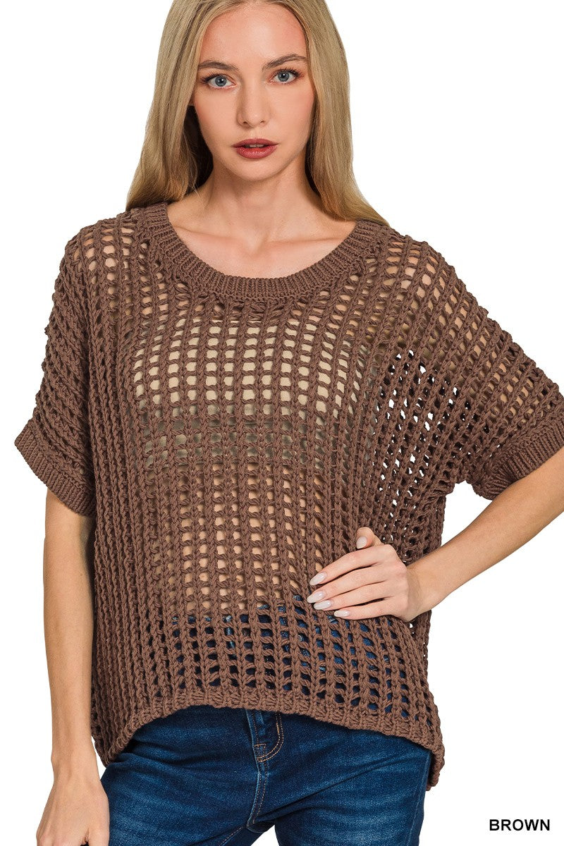 Boxy Open Weave Sweater