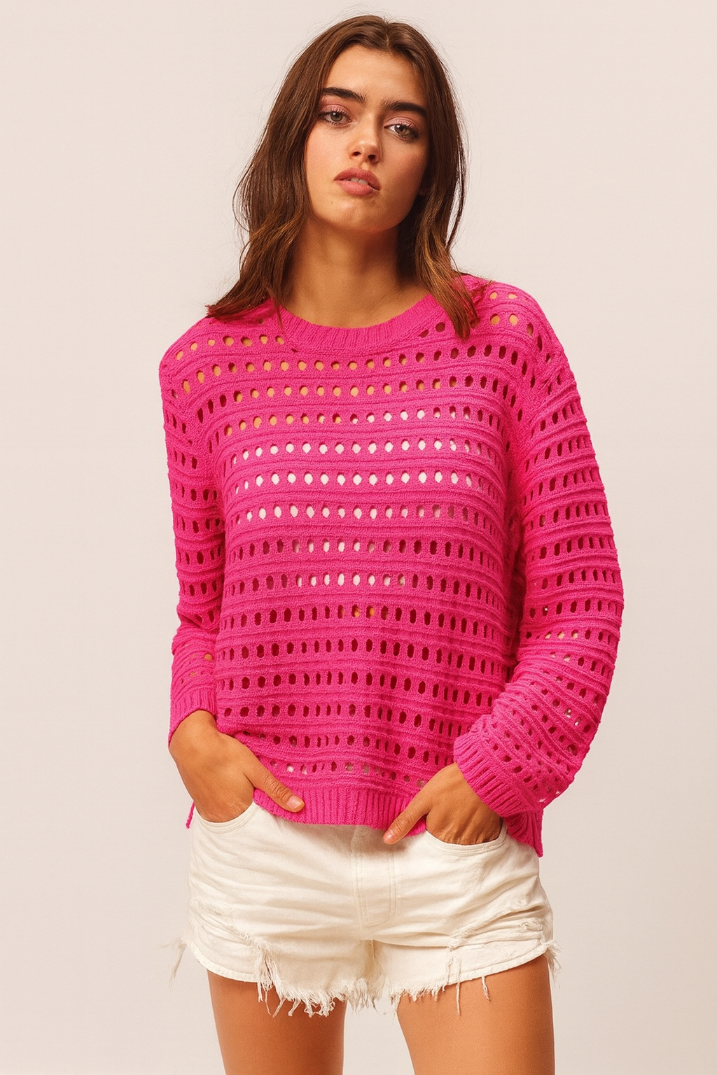 Open Weave Pink Sweater