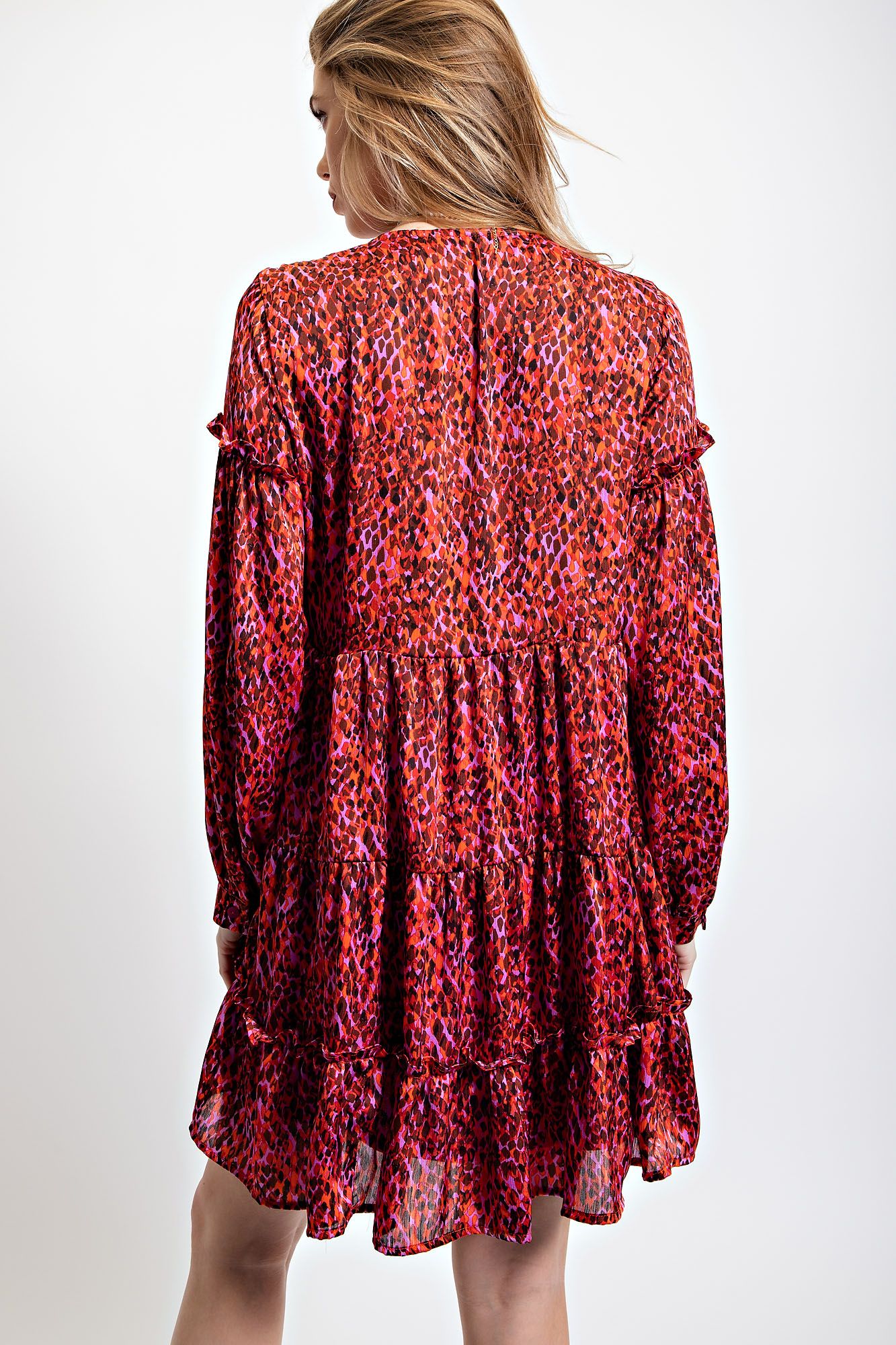 Bright Leopard Ruffled Dress