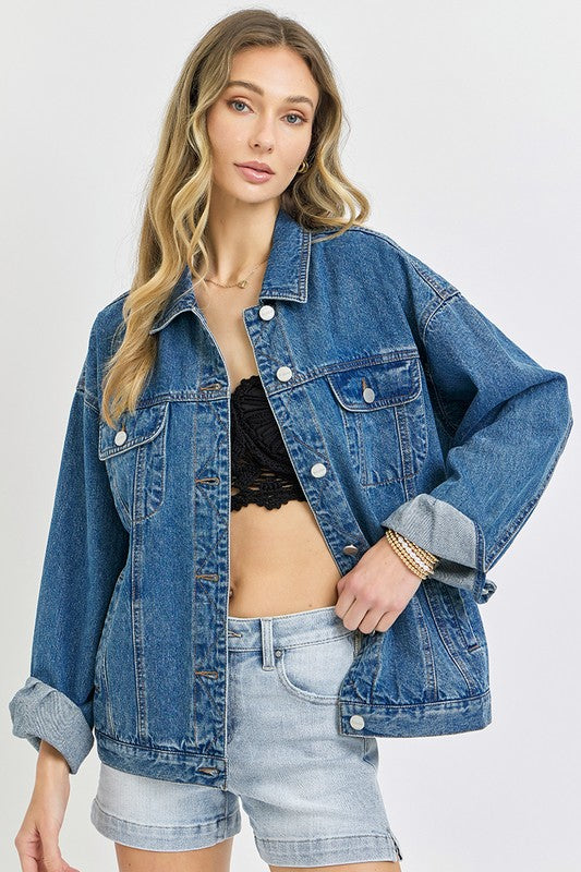 Over Sized Non Distressed Medium Wash Jacket