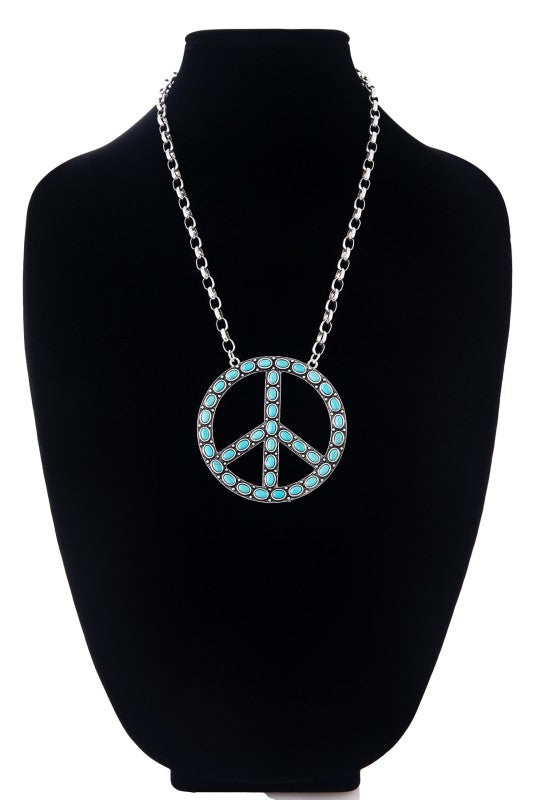Turquoise Peace Sign Necklace