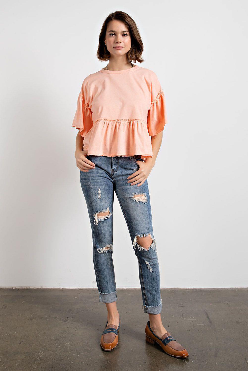 Peach Peplum Top