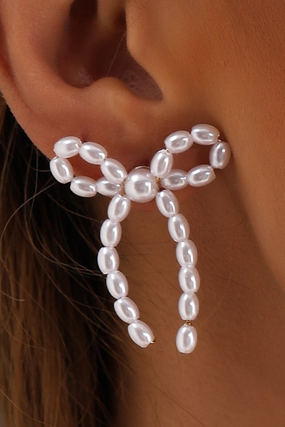 Pearl Bow Tie Earrings