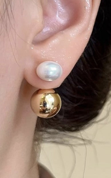 Pearl and Gold Ball Stud