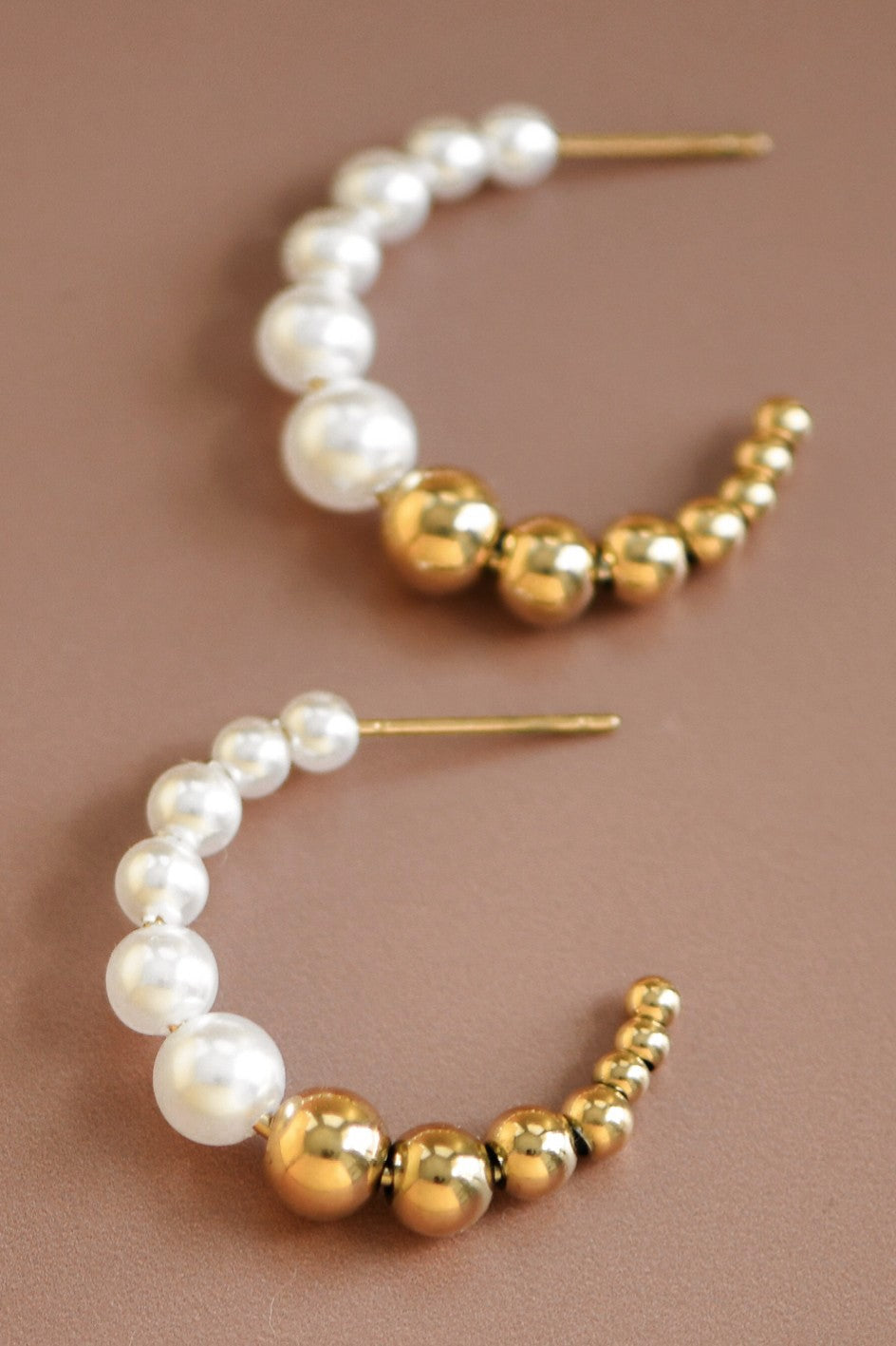 Pearl and Bead Hoop Earring